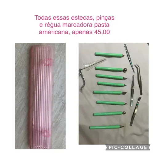Todas essas estecas e régua de marcação para pasta americana.