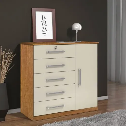 Comoda 5 Gavetas 1 Porta Vane Até 12x - Frete Grátis