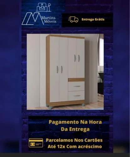 GRANDE PROMOÇÃO*GUARDA ROUPA 4 PORTAS NOVO ENTREGA GRÁTIS ACEITA CARTÃO