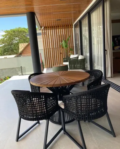 Jogo de mesa com cadeiras em corda náutica 