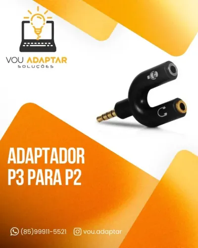 Adaptador P3 para P2 Fone e Microfone celular smartphone notebook pc