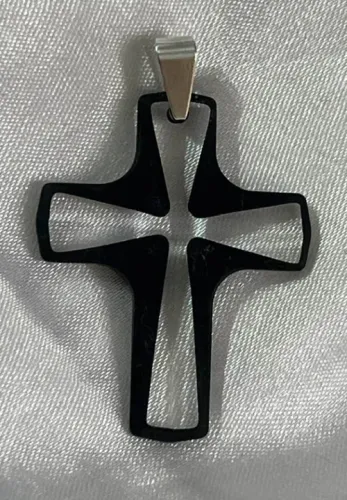 Pingente Cruz de acrilico e cristal 4cm de altura
