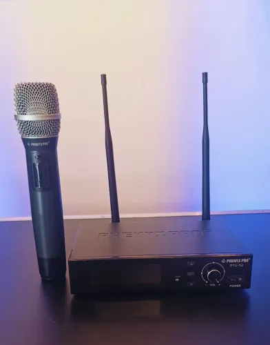 Microfone Sem Fio Profissional Phenyx Pro PTU-1U Sistema de único True Diversity