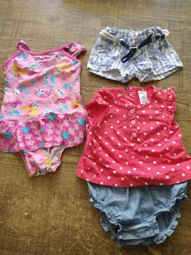 Lote de roupas infantil menina verão 9/12 meses - 4 peças