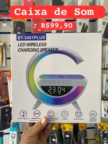 Caixa de Som LED Wireless Charging Speaker BT-3401PLUS