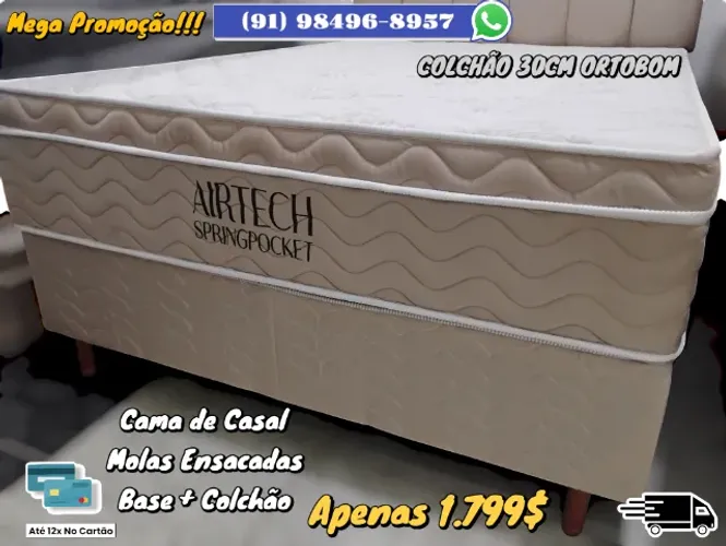 CAMA DE CASAL ORTOBOM COLCHÃO DE 30CM