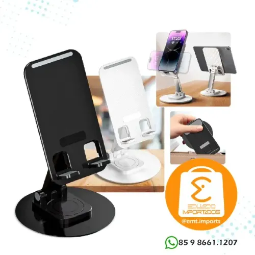 Suporte de Mesa para Celular e Tablet 360 graus Liga de Alumínio