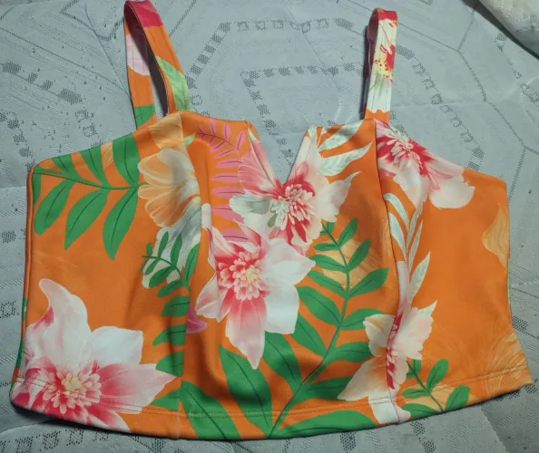 Top Floral Laranja Vibrante