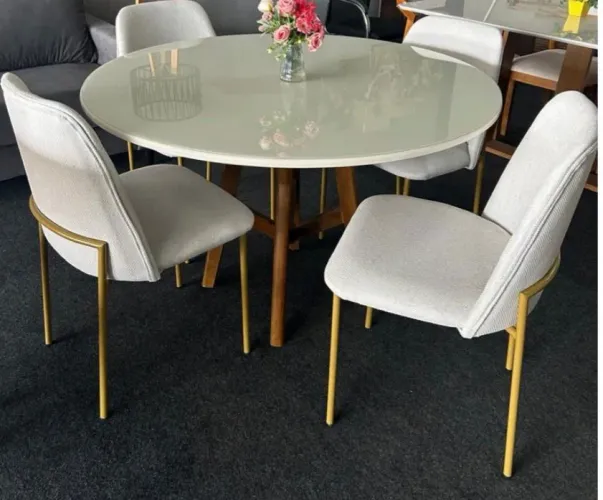 Mesa de jantar Mônaco 4 cadeiras elegante 