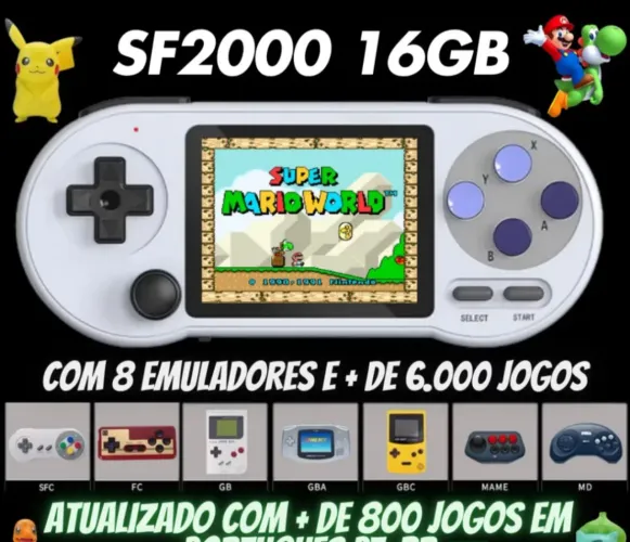 SF2000 16GB - Mais de 6.000 Jogos e 8 Emuladores!