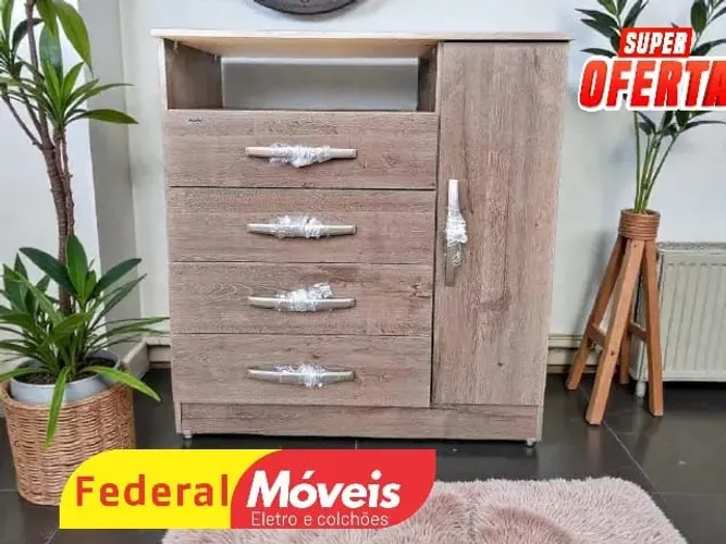 Comoda 1 Porta 4 Gavetas MARROM (ENTREGA HOJE)
