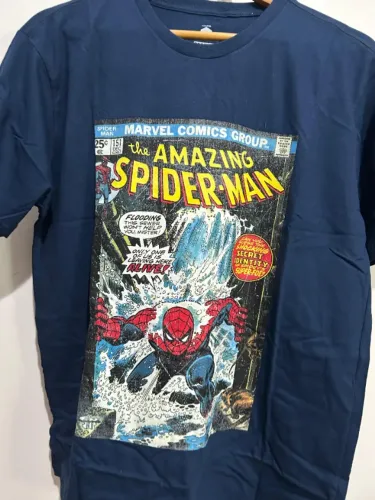 Camiseta Homem Aranha Hq Marvel Nerd Geek Omelete Box Tam.M 100% Algodão Azul escuro