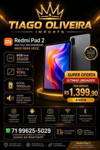 Redmi Pad 2 - 8gb ram 256 gb armaz. Até 12x cartão