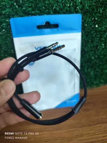 cabo adaptador de áudio Vention P3 para P2 de 3,5 mm