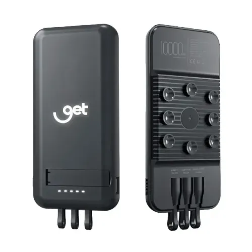 Carregador Portátil com Ventosas Get 10000mAh Preto Frete Grátis