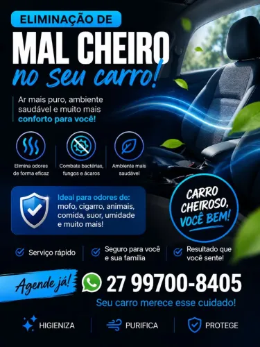Remoção de mau cheiro em veículos.