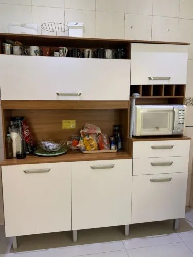 Armário de cozinha 180cm - Branco/ Freijo 