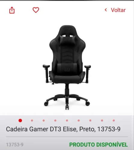 Cadeira gamer DT3 Elise Cor Preto