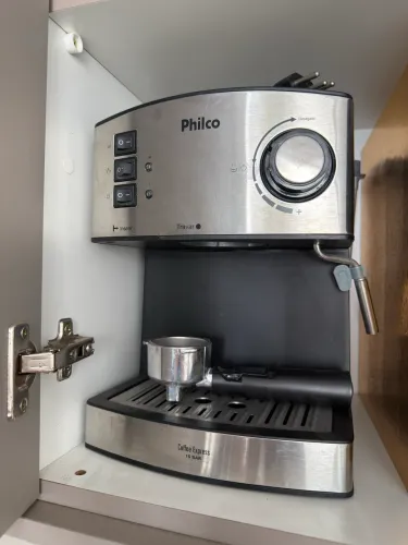 cafeteira philco coffee express 15 bar filtro permanente cor preto/prateado