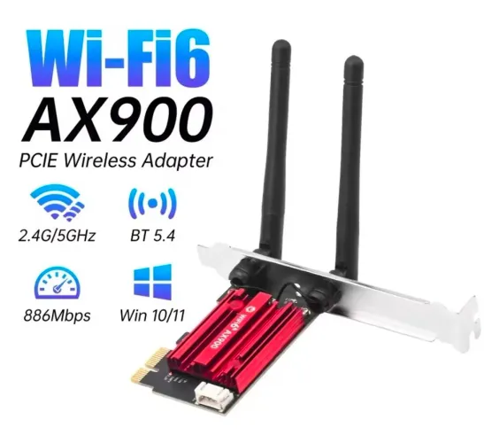 Placa de rede wi-fi 6 pcie x1 banda dupla sem fio 2.4g/5ghz wi-fi 6 bluetooth 5.4