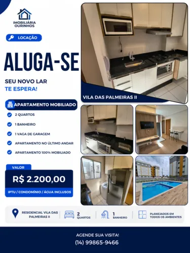 Apartamento com 2 Quarto(s) e 1 banheiro(s) para Alugar, 43 m² por R$ 2200 / Mês
