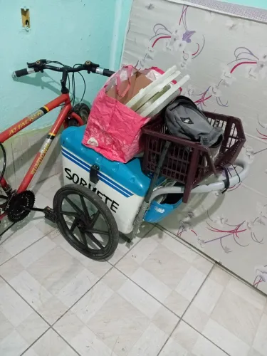 Frizer + carrinho de sorvete + placas de gelo do carrinho no precinho 
