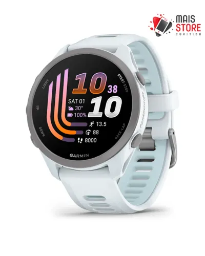 Relógio Garmin Forerunner 170 Music - 42.6mm-Whitestone-Whitestone/Cloud Blue Band 010-039
