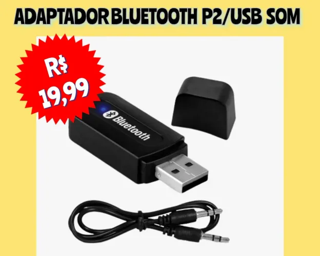 Adaptador Bluetooth USB/P2 pra Som