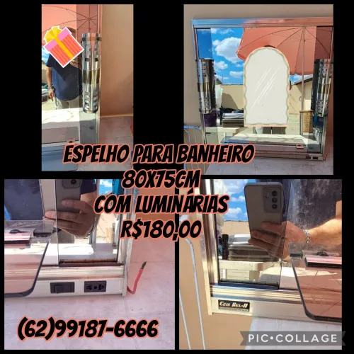 Espelho para banheiro com luminárias