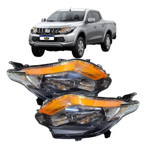Par Farol L200 Triton 2017 A 2025 Mascara Negra Ambar