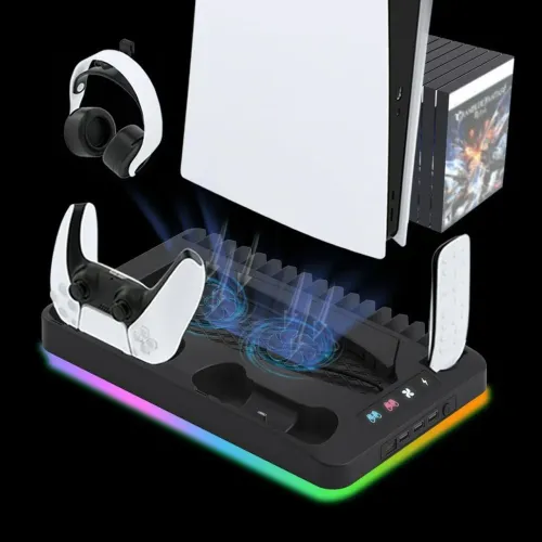 Base de Resfriamento Ventilador PS5 com Iluminação Colorida 7 Efeitos