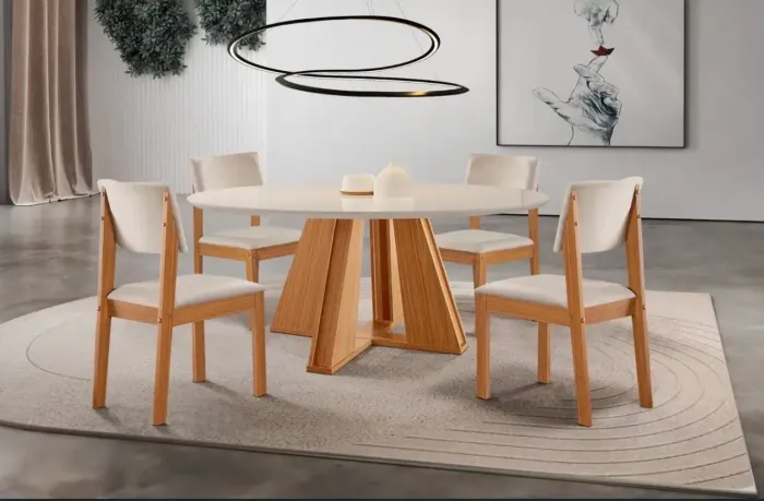 Sala de jantar redonda com 4 cadeiras troca de show room