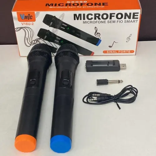 Microfone sem fio duplo - Faço entrega