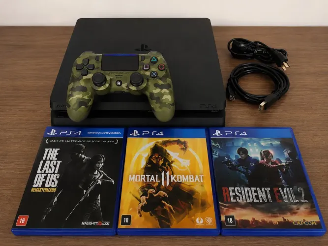 Vendo Ps4 Slim Em Ótimo Estado! + 3 Jogos Mídia Física E + 1 Controle