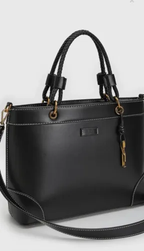 Bolsa Santa Lolla alça trançada preta