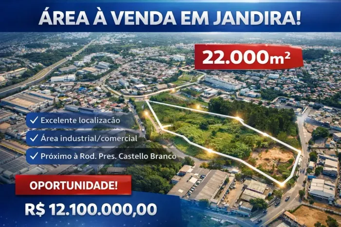 Área Industrial/Comercial de 22.000 m² à Venda em Jandira Localização Estratégica!