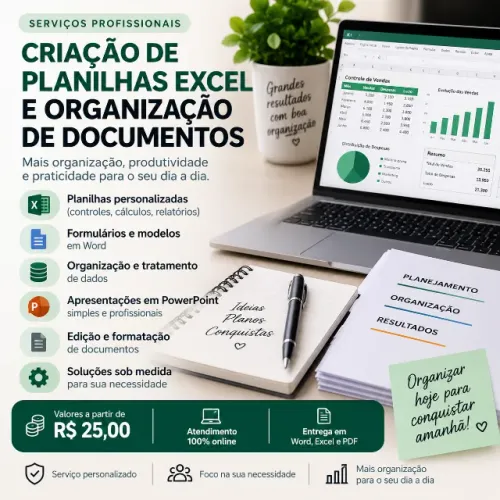 Criação de Planilhas Excel e Organização de Documentos