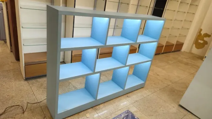 NICHO MDF AZUL BEBE 120X160X030 ILUMINADO COD 1047801