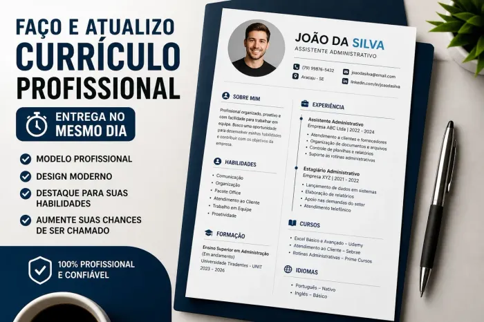 Currículo Profissional Rápido e Confiável | Entrega em Poucas Horas