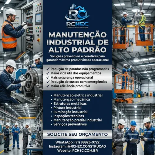 Manutenção Preventiva em Parque Industrial - Empresa Especializada - RCHEC