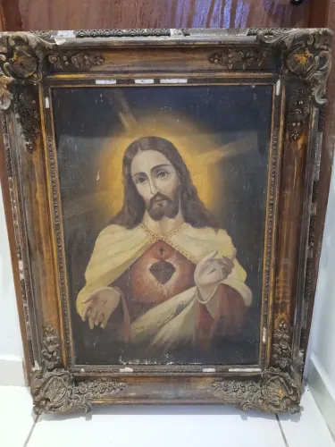 Quadro Sagrado Coração de Jesus em madeira maciça