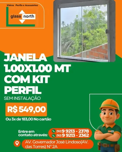 JANELA 1.00x1.00 mt COM KIT PERFIL