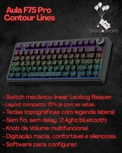 Aula F75 Black Contour Lines 