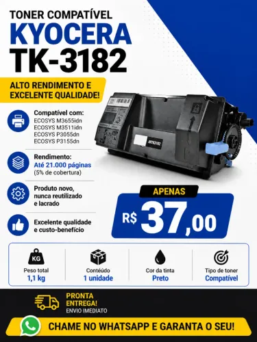 Toner Compatível Com Kyocera Tk-3182 P305