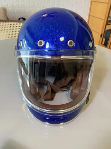 Capacete Bell Bullitt Blue Flake Azul Metálico Retrô M