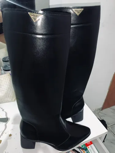 Bota preta, feminina cano alto 