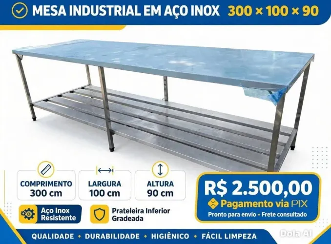 Mesa de trabalho em aço inox