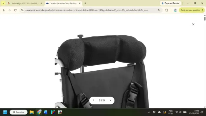 Cadeira de Rodas Tetra Reclinável com Encosto e Cinto até 130 Kg D700 - Dellamed