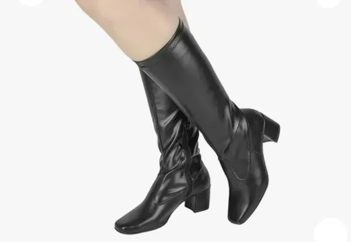Bota Feminina Stretch Cano Alto Bico Quadrado nº39 Preta