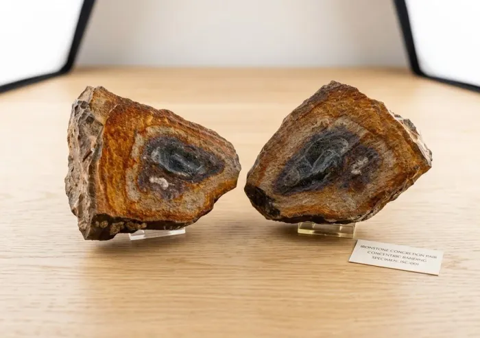 ? Par de Concreção Ferruginosa Natural - Anéis de Liesegang